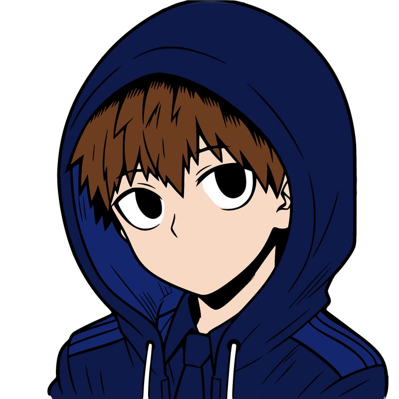 manga character with a hoodie