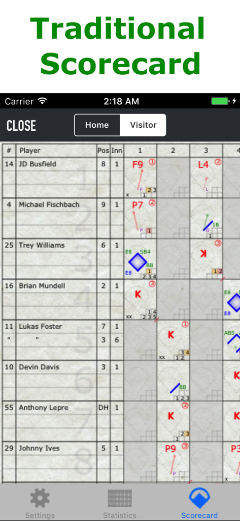iScore Baseball and Softball - Traditional digital baseball scorecard in the iScore app