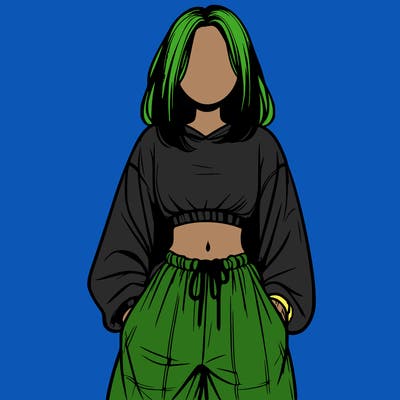realistic girl faceless with baggy pants and a crop top