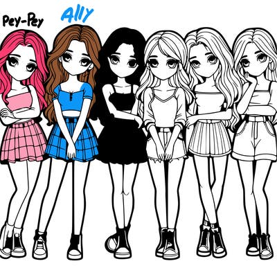 a group of girls realistic