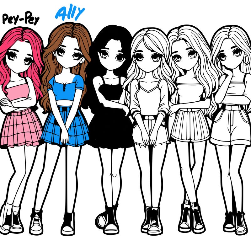 a group of girls realistic