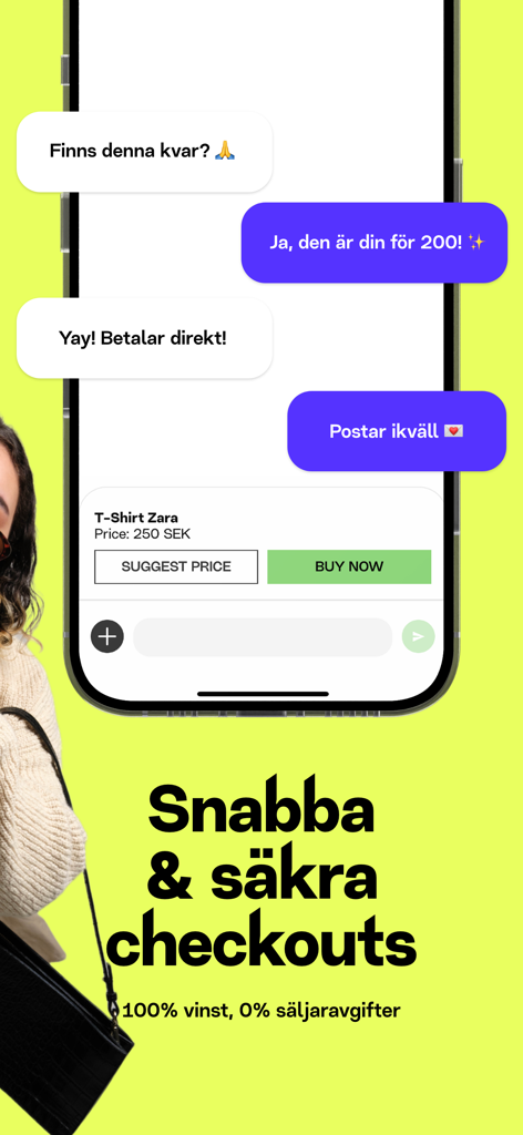 Interfaz de chat en la aplicación Plick que muestra la negociación entre comprador y vendedor con opciones de pago seguras para una camisa de segunda mano