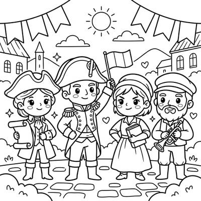 Introduce young artists to the fascinating world of history with this engaging Revolutionary Leaders coloring page. Perfect for kids, it features iconic figures in a fun, easy-to-color style that sparks imagination and learning.