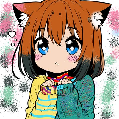 shy anime catgirl