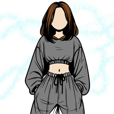realistic girl faceless with baggy pants and a crop top