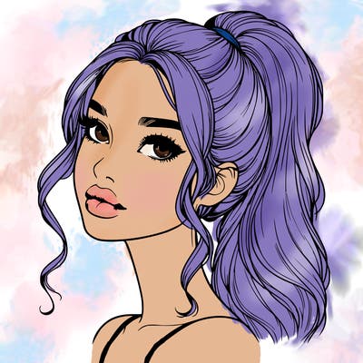 realistic girl with a ponytail on her hair and lips