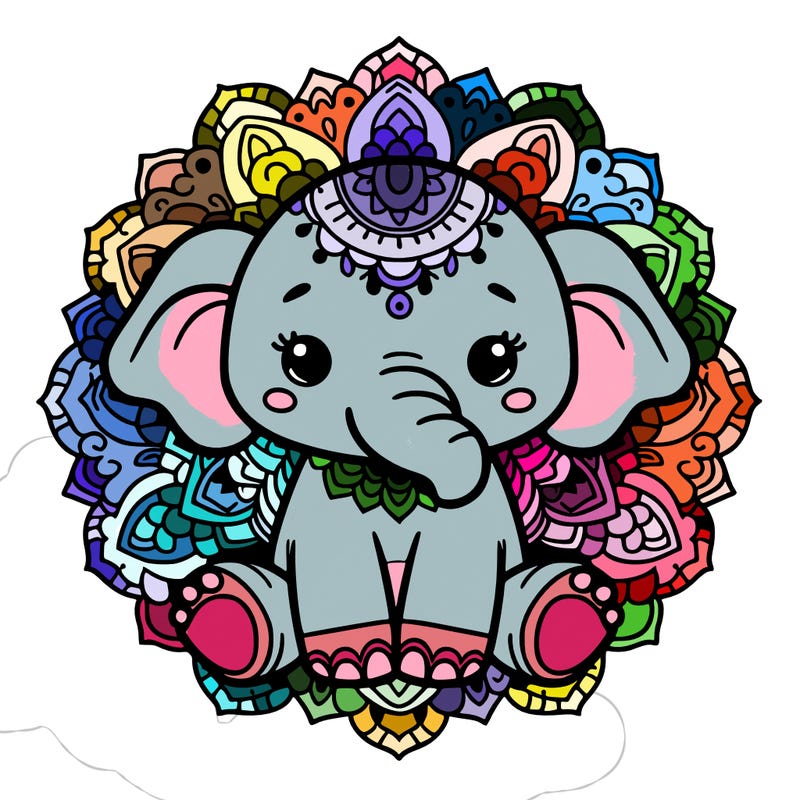 cute baby elephant animal mandala