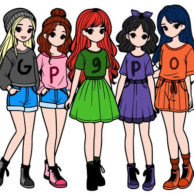 a group of five girls
