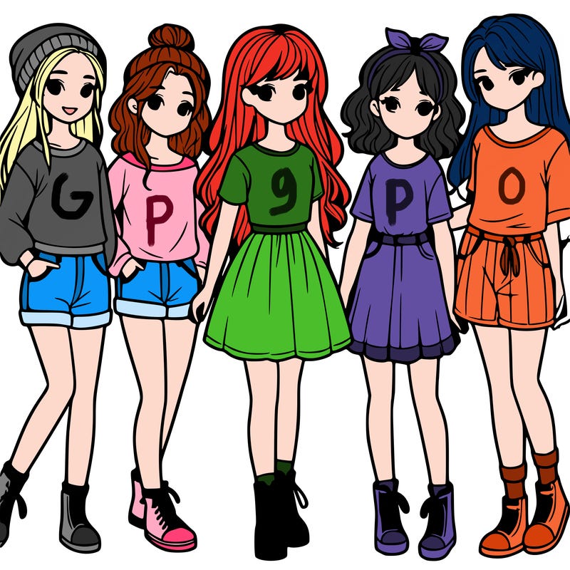 a group of five girls