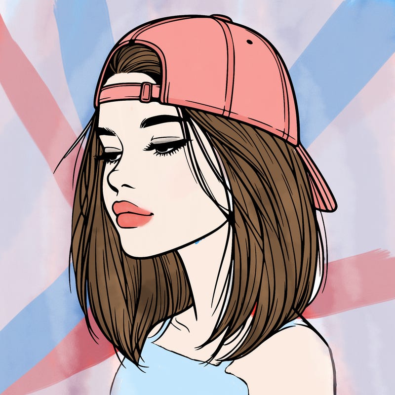realistic  girl with a backwards hat