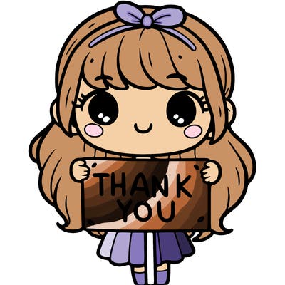 girl holding a thank you sign