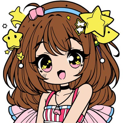 cute anime girl with star accessories