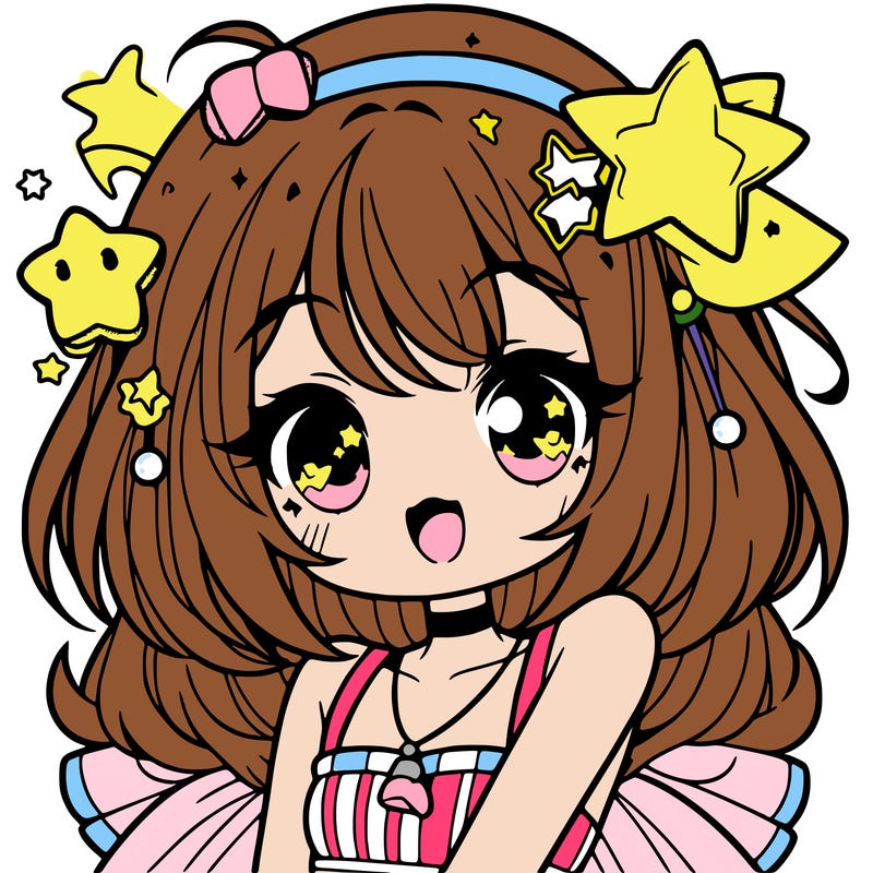 cute anime girl with star accessories