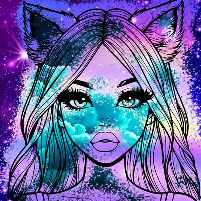 realistic girl with fox ears and realistic lips