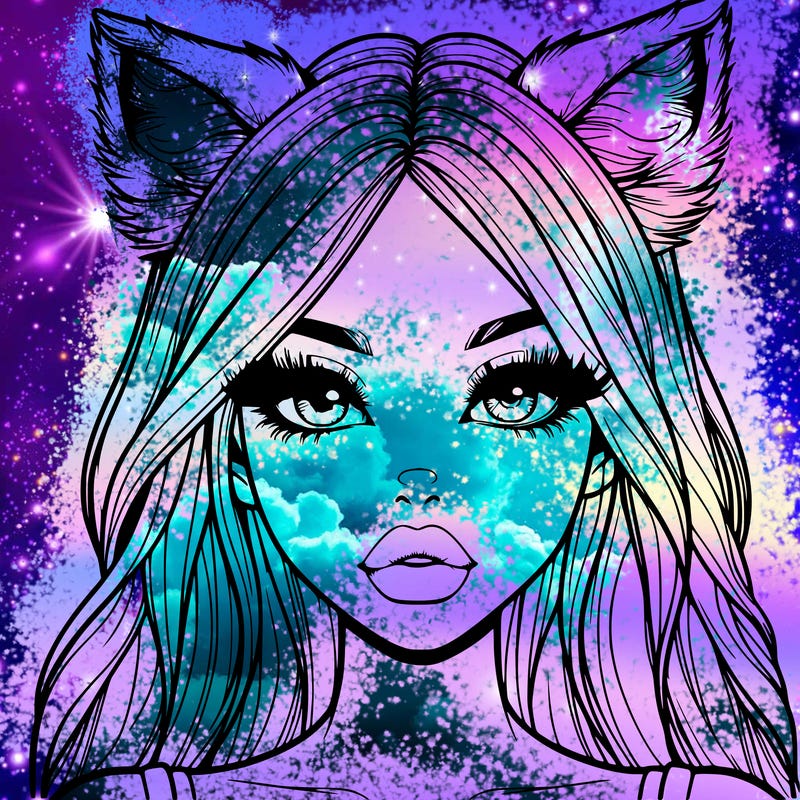 realistic girl with fox ears and realistic lips