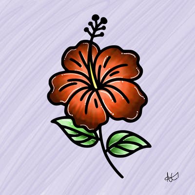 simple one-line hibiscus flower illustration