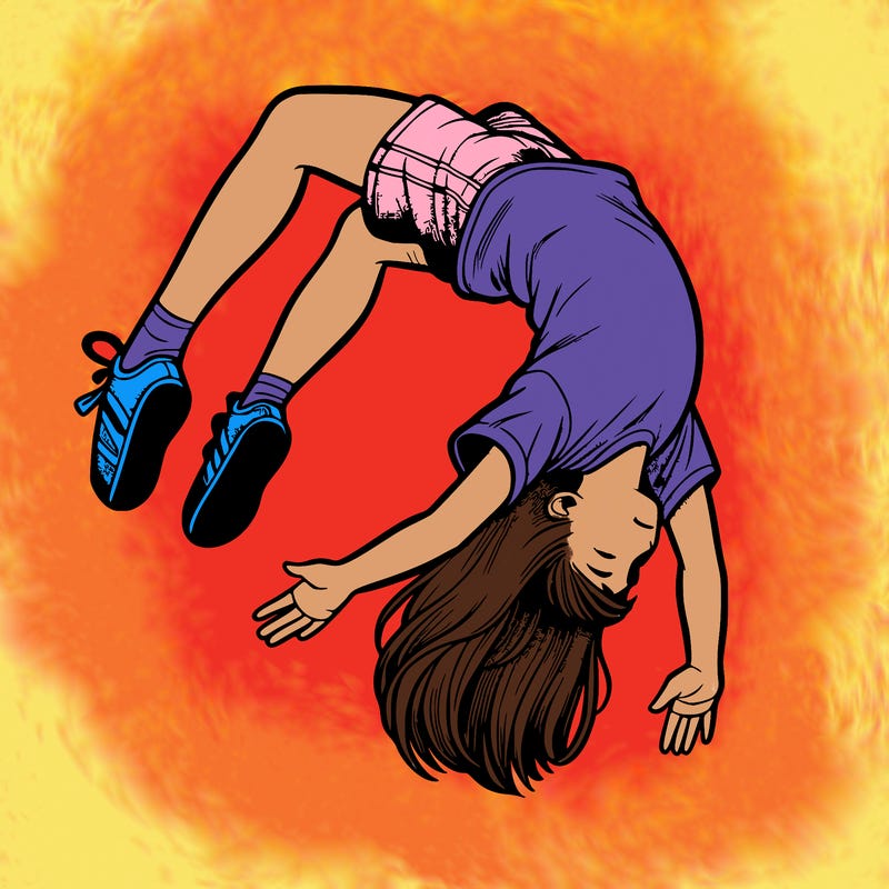 realistic girl doing a backflip