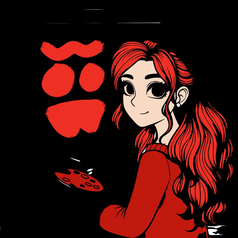 realistic girl artist painting a blank canvas