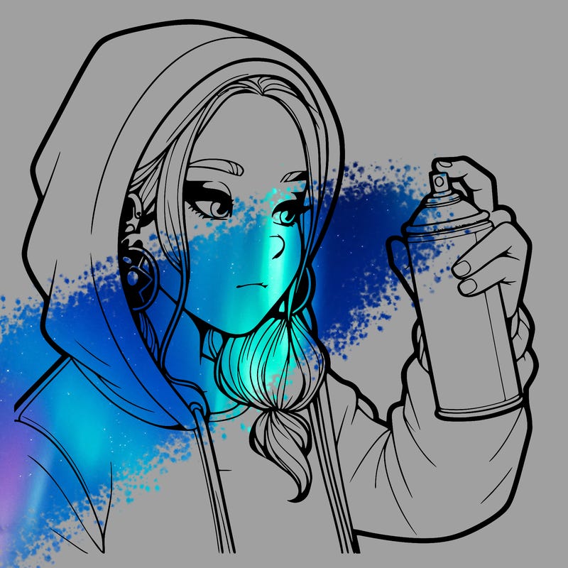 a realistic girl, spray painting