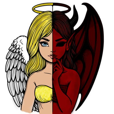 realistic angel half demon