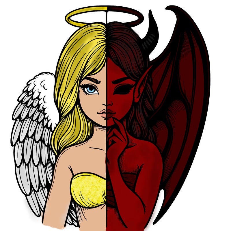 realistic angel half demon