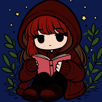girl in oversized hoodie reading a book