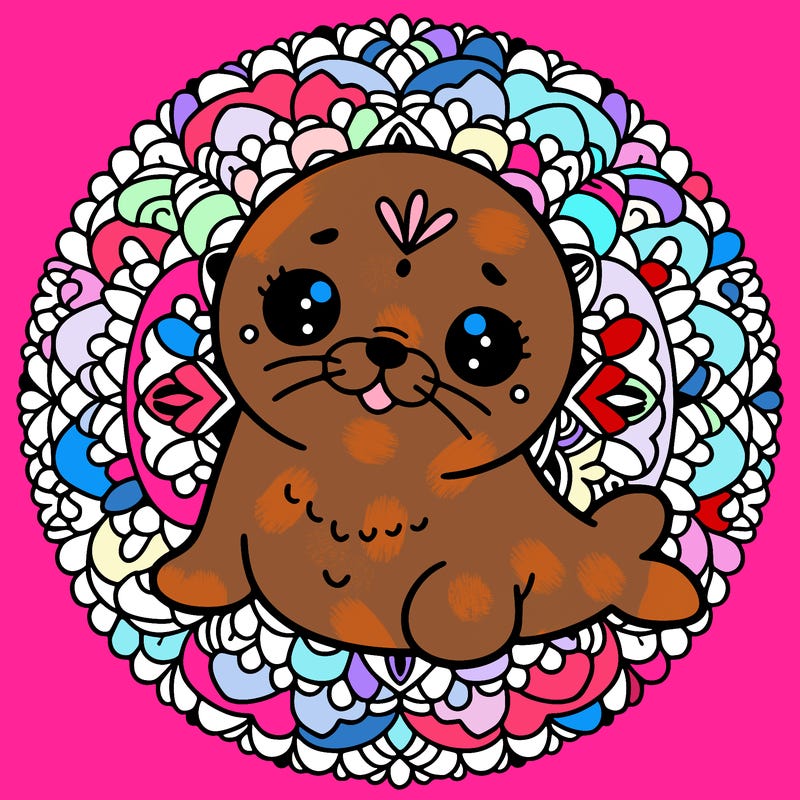 a cute baby seal mandala