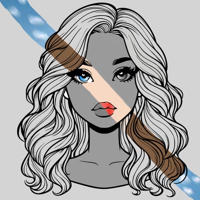 realistic girl with wavy hair and lips