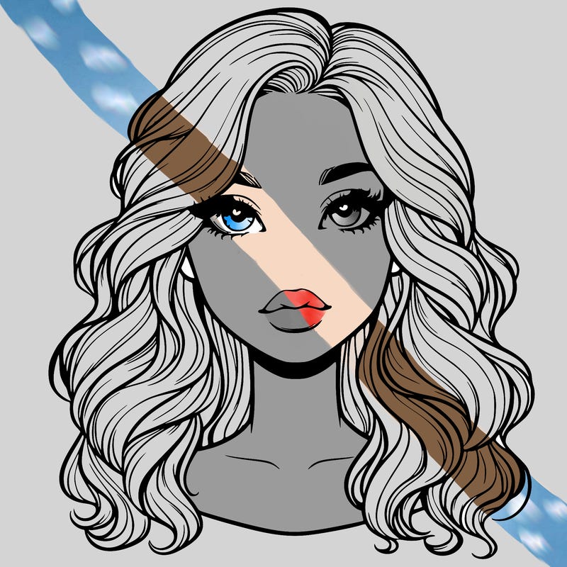 realistic girl with wavy hair and lips