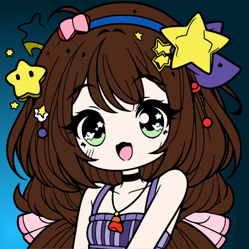 cute anime girl with star accessories