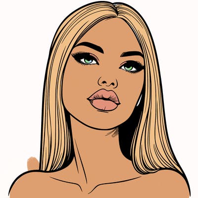 realistic woman with full lips