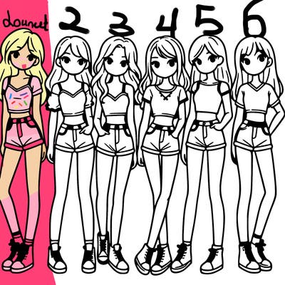 a group of girls wearing crop tops and shorts