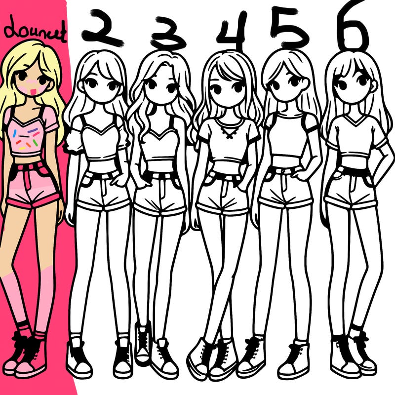 a group of girls wearing crop tops and shorts