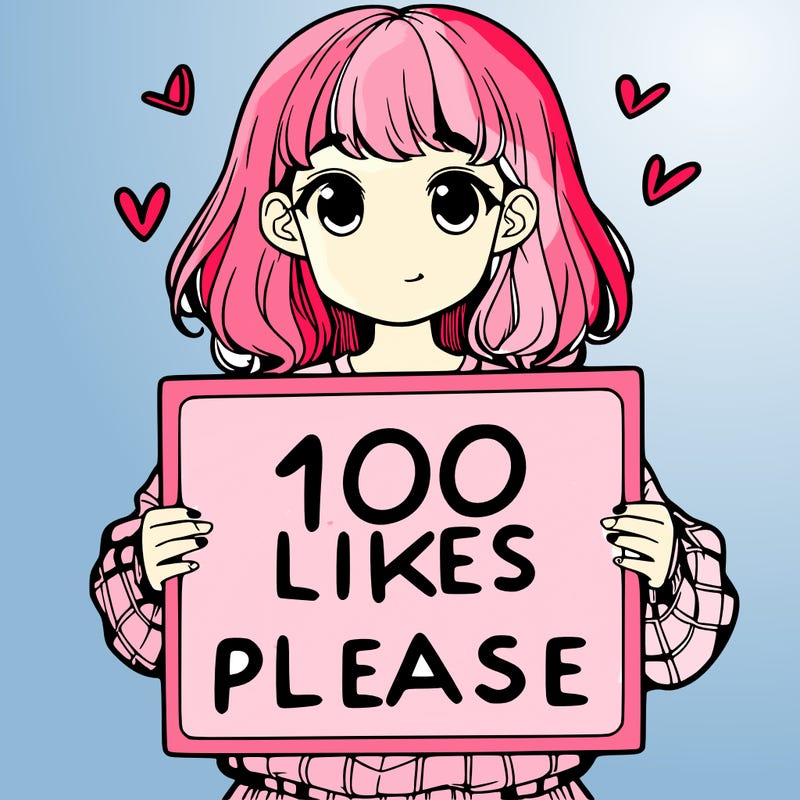 a girl holding a sign saying 100 likes please