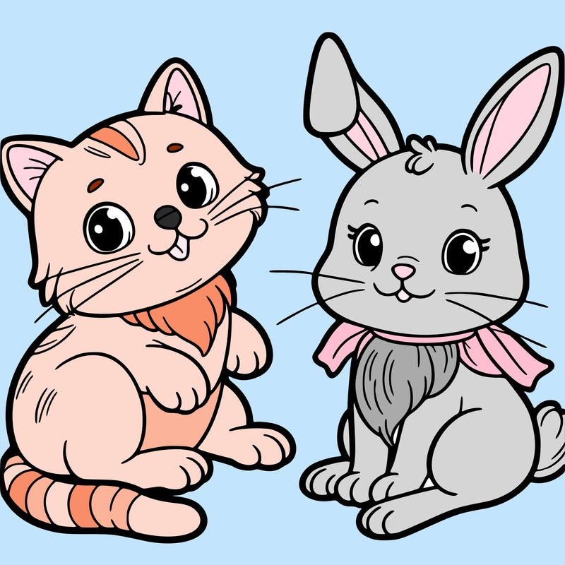 cat and rabbit