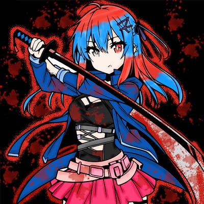 anime girl with sword in cool pose