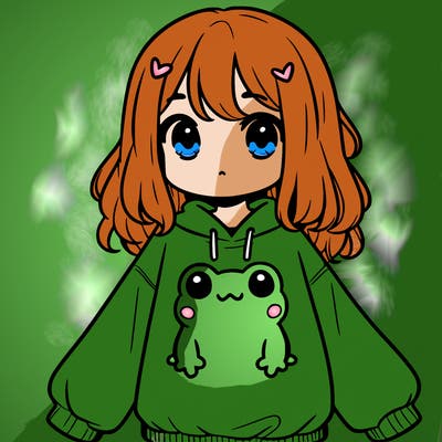 girl wearing frogging sweatshirt