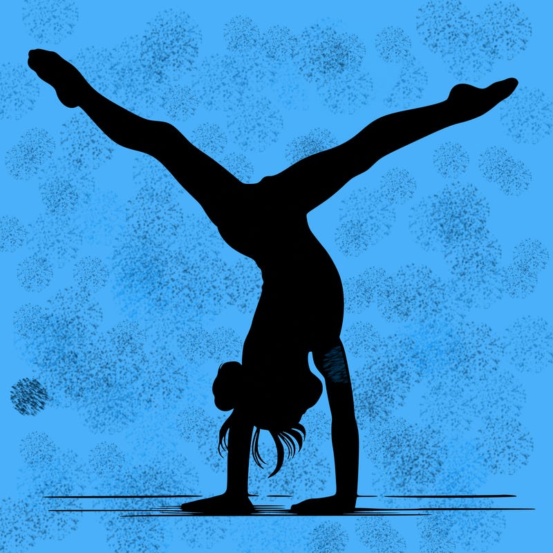 realistic gymnastic hand stand girl in four splits