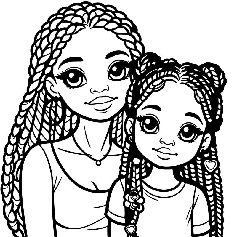 black mother and daughter with braids