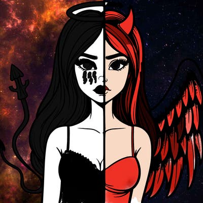 devil vs angel realistic girl