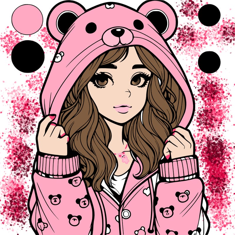 realistic girl in a animal pjs hoodie