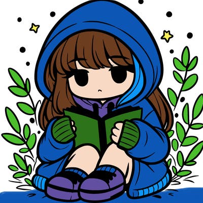 girl in oversized hoodie reading a book