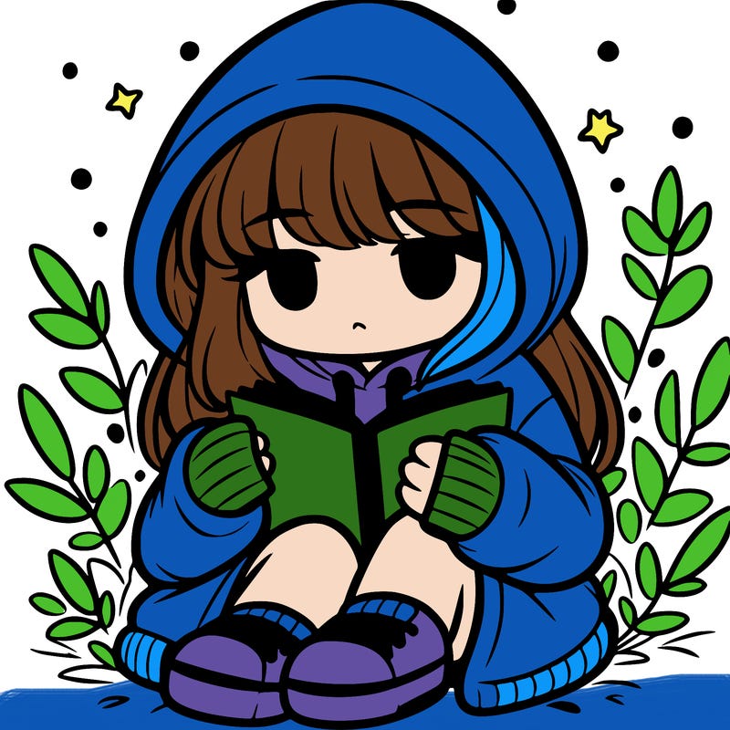girl in oversized hoodie reading a book