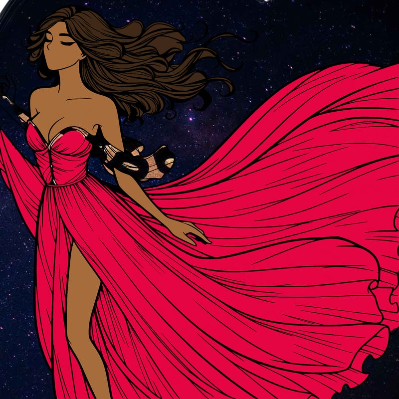 realistic woman in dress flowing the the wind