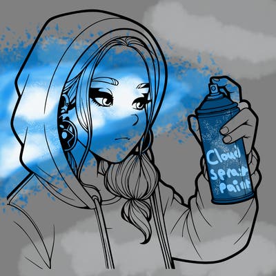 a realistic girl, spray painting