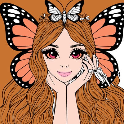 butterfly realistic girl