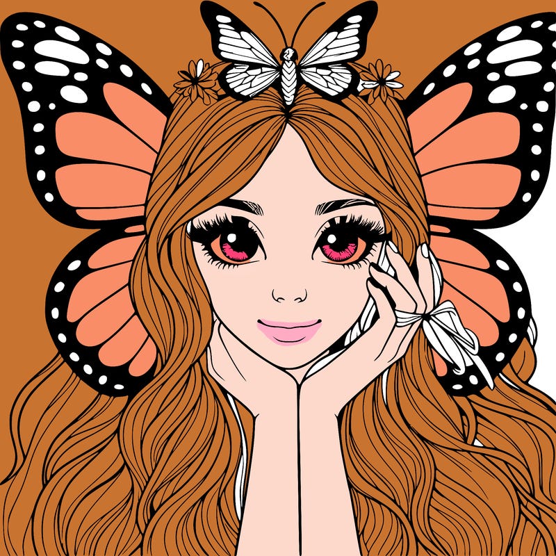 butterfly realistic girl