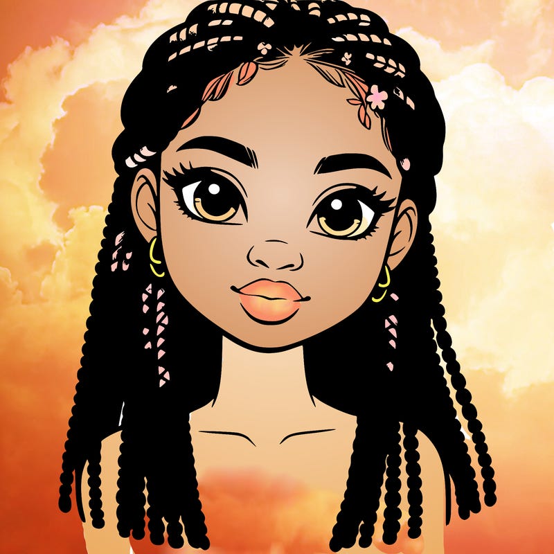 a realistic black girl with braids