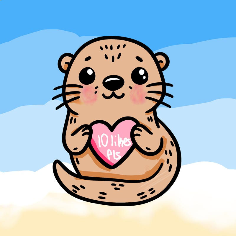 otter with a heart