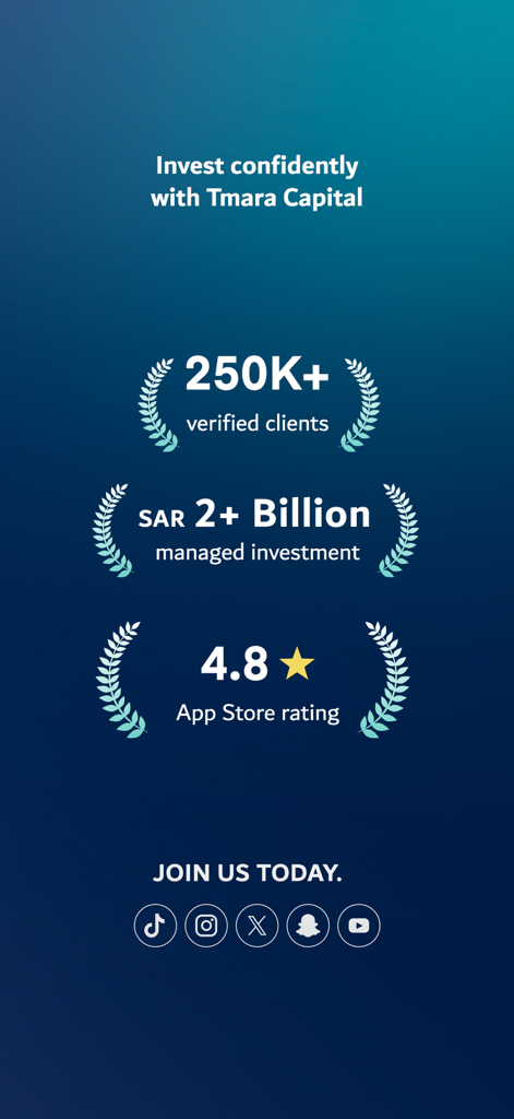 Tamra Capital app screen showing over 250 thousand verified clients and a 4.8 star App Store rating
